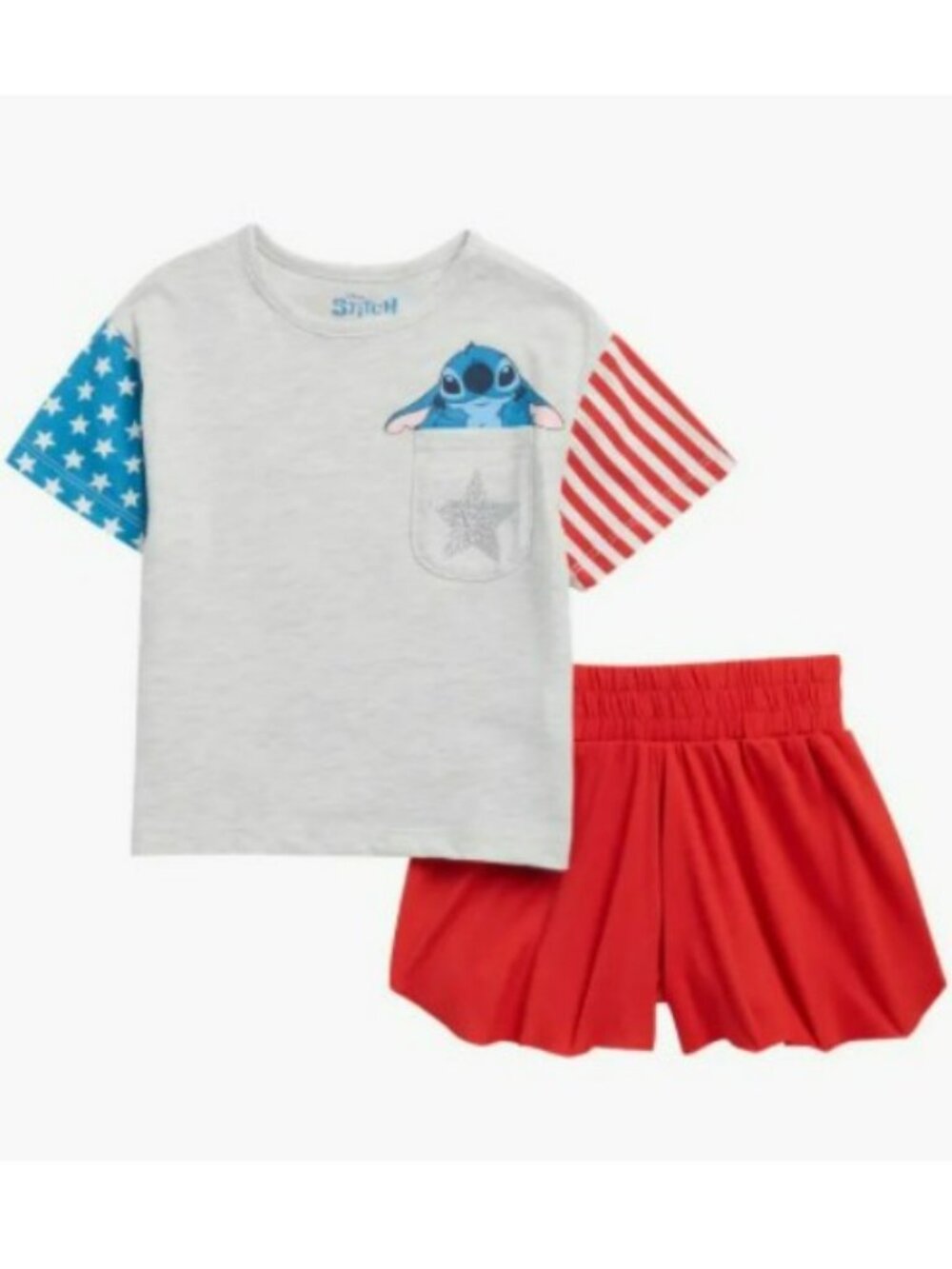 NWT. DISNEY LILO & STITCH Patriotic T-Shirt and Skort 2-Piece Set